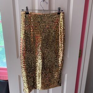 Trina Turk gold sequin midi skirt